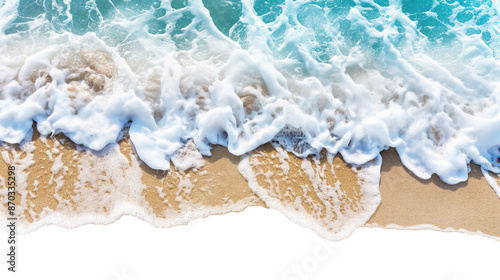 Fototapeta Naklejka Na Ścianę i Meble -  sea waves on the beach isolated on transparent white background, clipping path