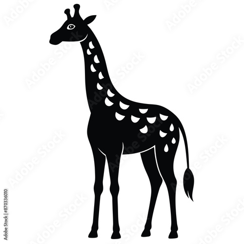 Giraffe silhouette with pattern Stock Photo, vector black color silhouette