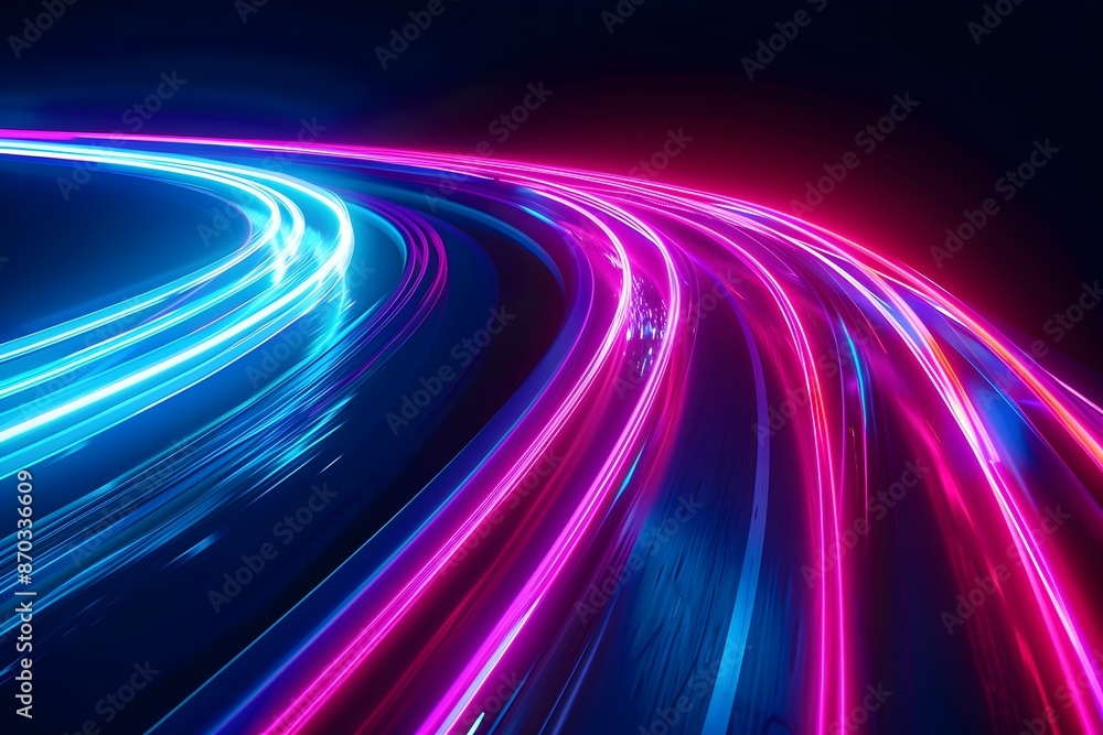Colorful Neon Light Trails Depicting High Speed Motion and Futuristic Technology Colorful Neon Light Trails Depicting High Speed Motion and Futuristic Technology