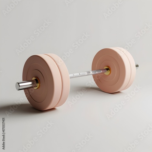 Stylized 3D Weightlifting Barbell Icon with Minimalistic Design and Soft Lighting