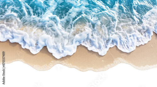 Fototapeta Naklejka Na Ścianę i Meble -  sea waves on the beach isolated on transparent white background, clipping path
