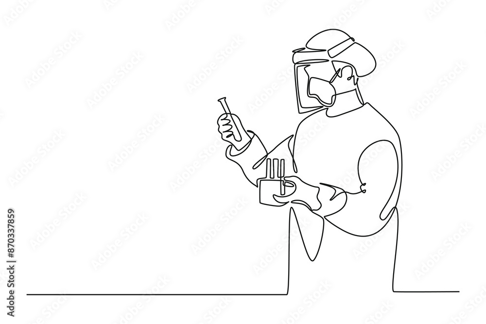 Scientist concept. Single line draw design vector graphic illustration. Scientist concept. Single line draw design vector graphic illustration.