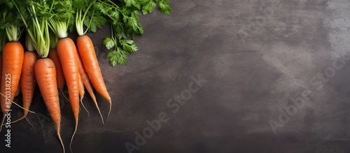 Top view of fresh carrots o...