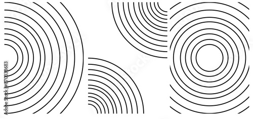 Collection of modern simple monochrome minimalist abstract posters with geometric shapes (circles) on a white background