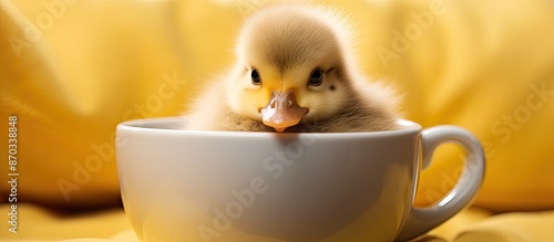 A duckling cuddled in a cut...