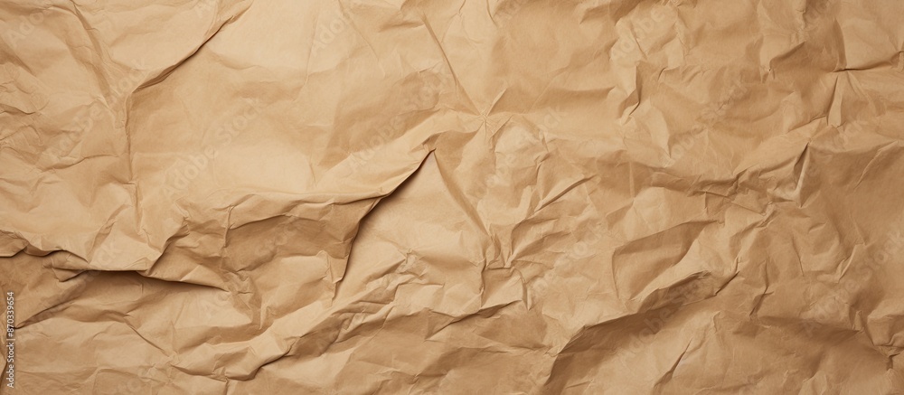 Crumpled kraft paper creates a textured background with creases and wrinkles for a backdrop resembling sack paper, ideal for product packaging with copy space image. Crumpled kraft paper creates a textured background with creases and wrinkles for a backdrop resembling sack paper, ideal for product packaging with copy space image.