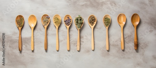 Top view of wooden spoons h...