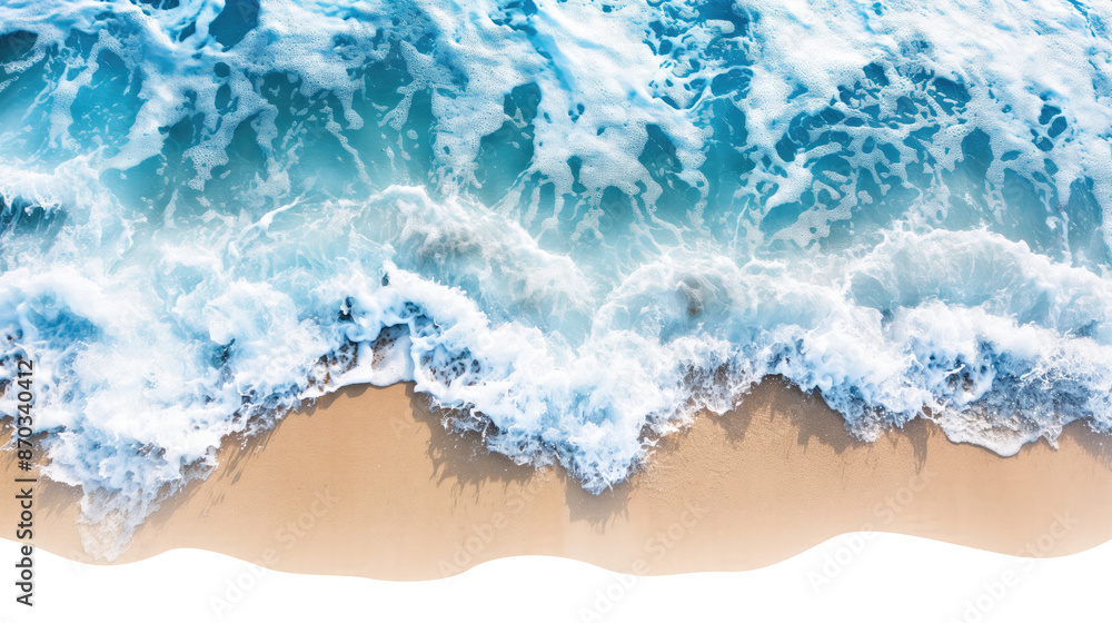sea waves on the beach isolated on transparent white background, clipping path sea waves on the beach isolated on transparent white background, clipping path