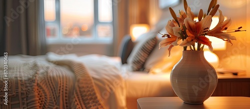 Bedroom setting with a tabl...