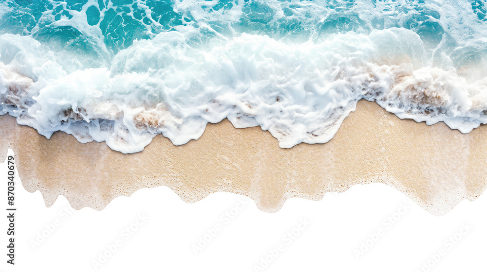 sea waves on the beach isolated on transparent white background, clipping path sea waves on the beach isolated on transparent white background, clipping path