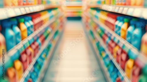 Wallpaper Mural Abstract blur of supermarket shelves filled with a variety of commodity products. Torontodigital.ca