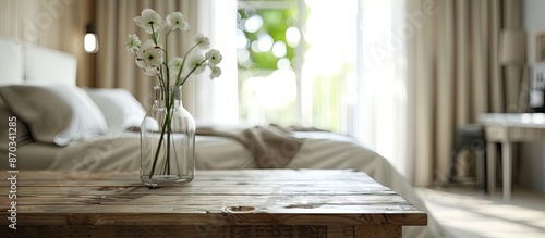 Bedroom setting with a tabl...