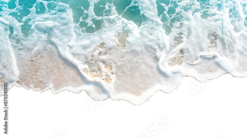 sea waves on the beach isolated on transparent white background, clipping path photo