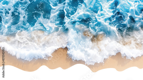 sea waves on the beach isolated on transparent white background, clipping path