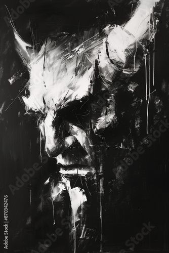 Demonic black and white devil artistic depiction of Baphomet photo