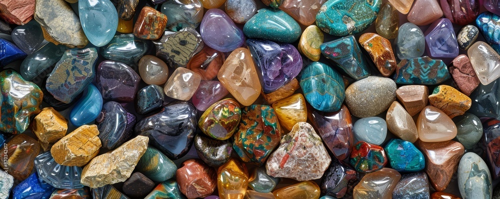 Colorful Polished Gemstones Close-Up Background Colorful Polished Gemstones Close-Up Background