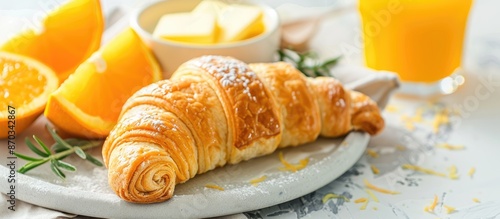 Fresh crescent roll with bu...