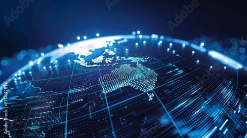 Digital Globe with Glowing Australia - Futuristic Technology and Global Network