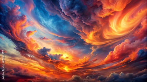 A Beautiful Sunset Sky With Vibrant Oranges, Yellows, And Blues. photo