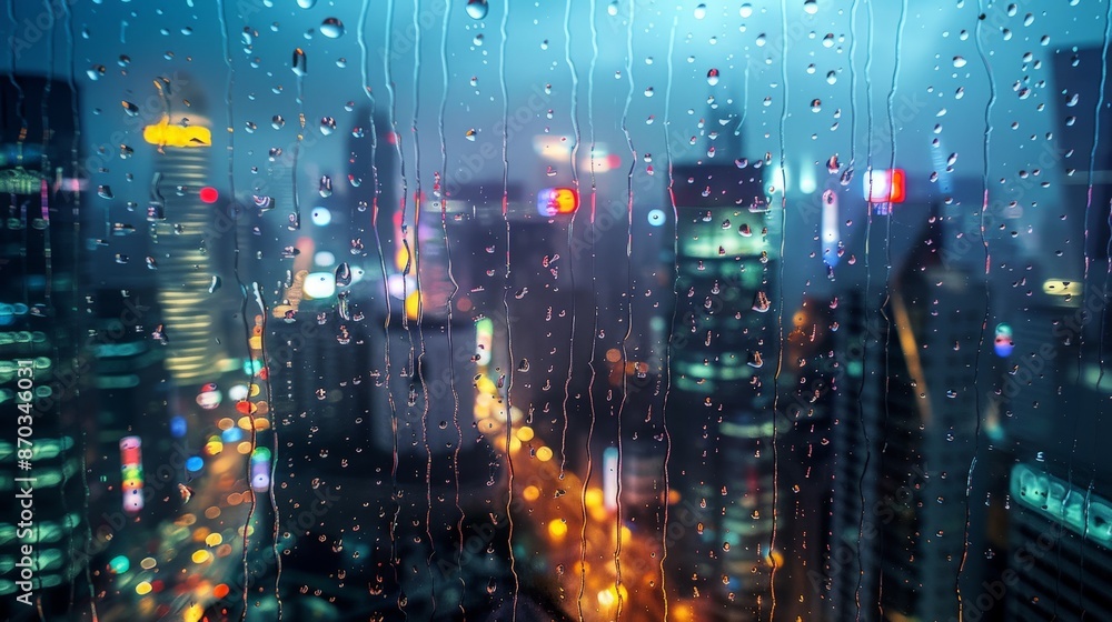 Watching the rain fall over a city skyline from a high vantage point, the lights reflecting off wet streets, creates a mesmerizing urban landscape. Watching the rain fall over a city skyline from a high vantage point, the lights reflecting off wet streets, creates a mesmerizing urban landscape.