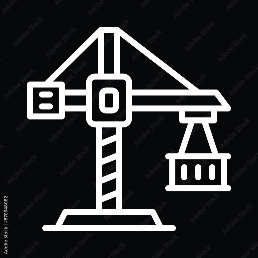 White Crane Icon on Black Background White Crane Icon on Black Background