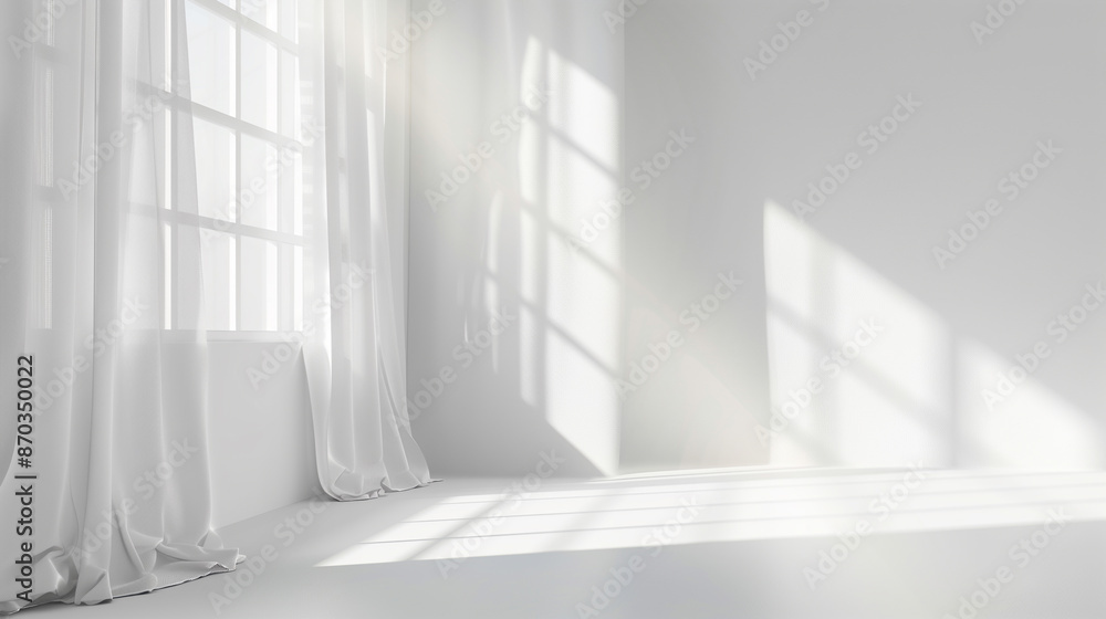 White background with abstract light from the window for product presentation White background with abstract light from the window for product presentation