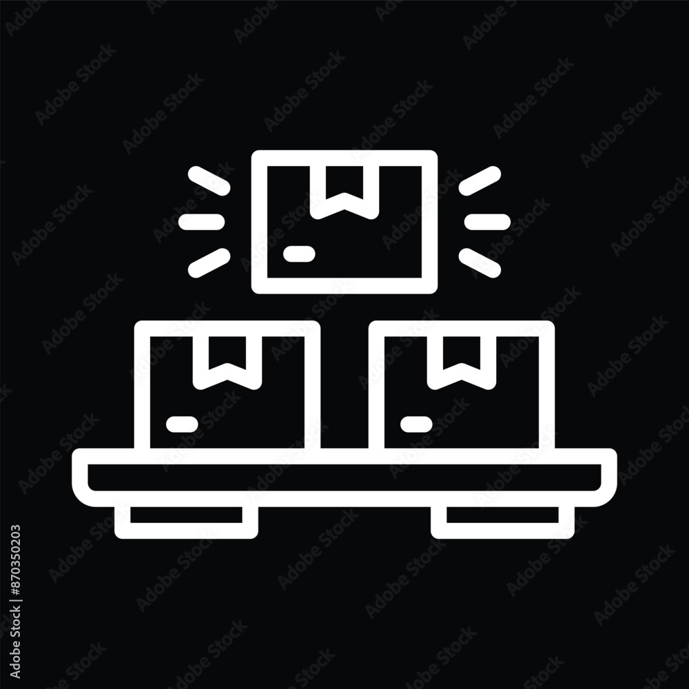 Stack of Cardboard Boxes on Conveyor Belt Icon Stack of Cardboard Boxes on Conveyor Belt Icon