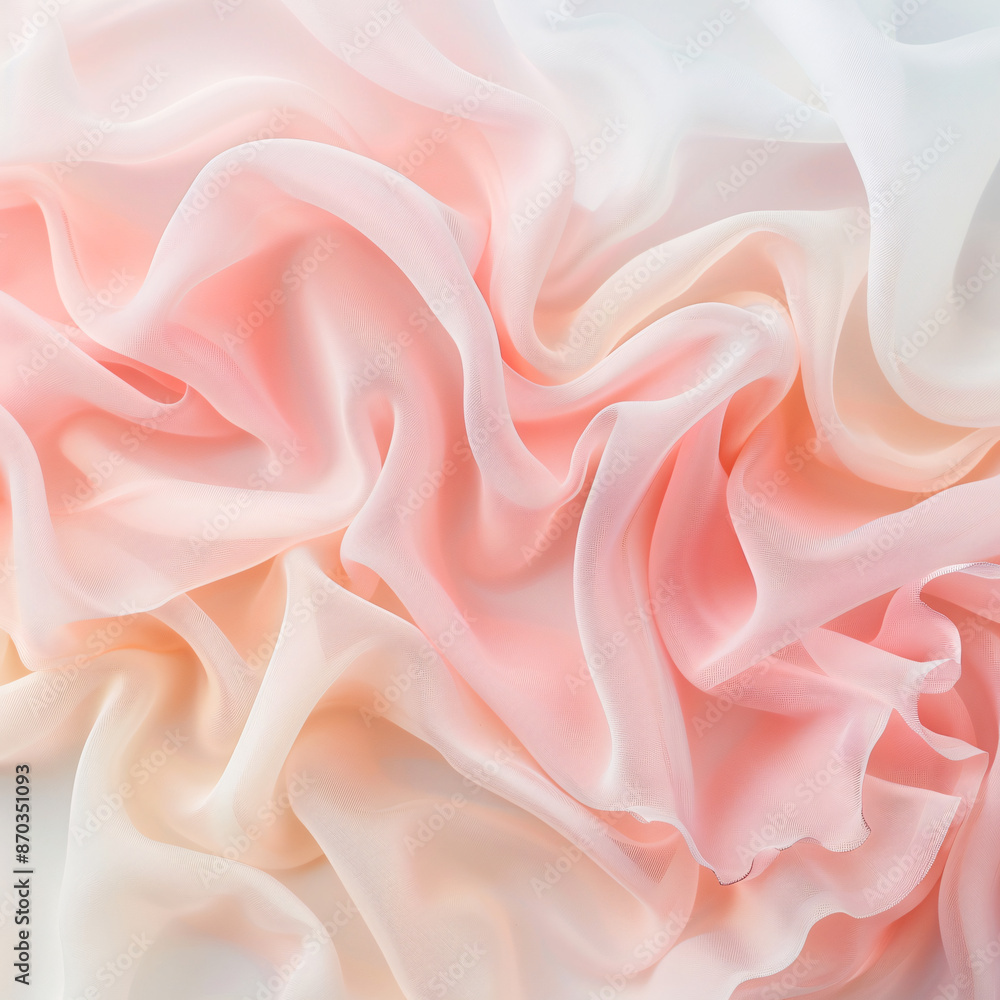 Fototapeta premium Abstract background of delicate pink and white fabric with a gradient effect, creating a soft and ethereal texture.