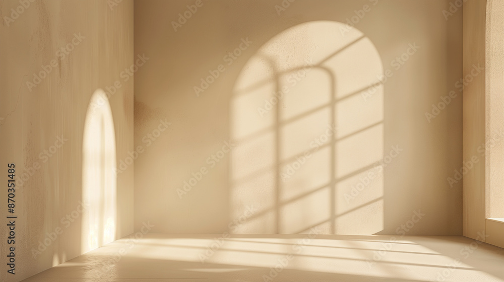 Beige background with abstract light from the window for product presentation Beige background with abstract light from the window for product presentation