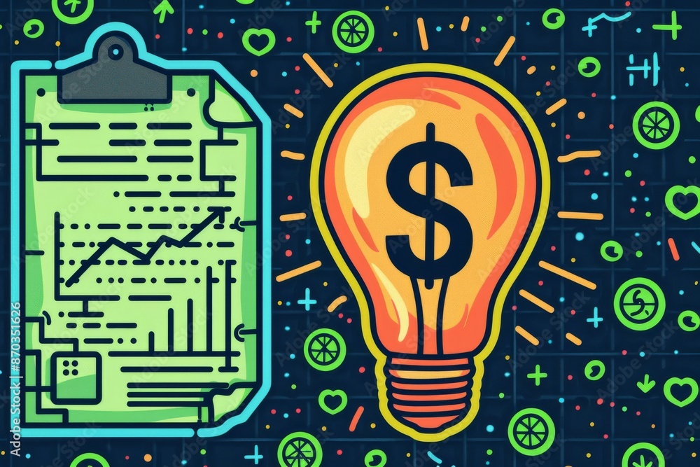 Financial Technology Concept with Dollar Sign Light Bulb and Circuit Board Background Financial Technology Concept with Dollar Sign Light Bulb and Circuit Board Background
