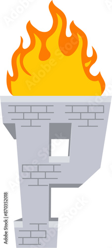 Torch Letter Alphabet Vector Element