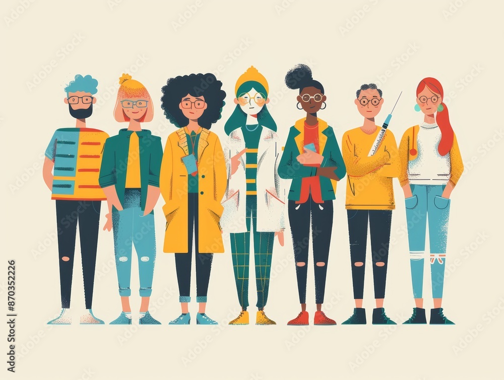 Obraz premium A diverse group of people stand together, showcasing unity and inclusivity.
