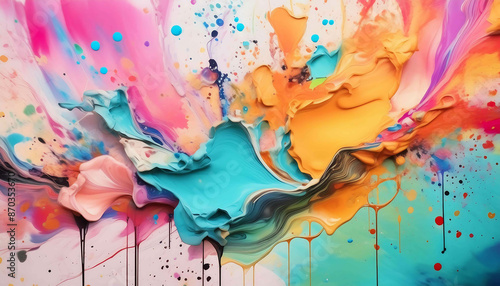 Vibrant watercolor splash art with colorful stains and textures