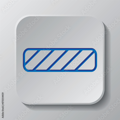 Barrier simple icon, vector. Flat design. Paper cut design. Cutted blue symbol with shadow. Gray badge button, gray background