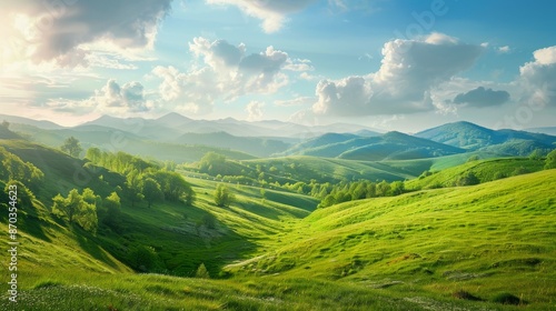 green hills panorama landscape with copy space