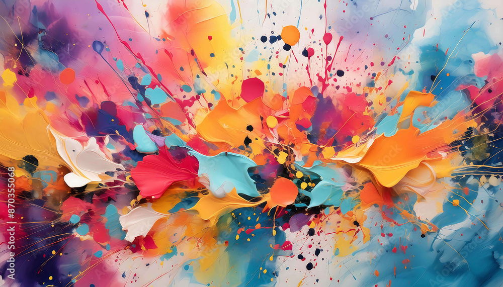 custom made wallpaper toronto digitalA colorful illustration featuring water drops on glass with red and yellow fish surrounded by bright, festive elements like flowers and light, resembling a spring holiday decoration