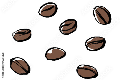筆タッチのコーヒー豆のイラストセット