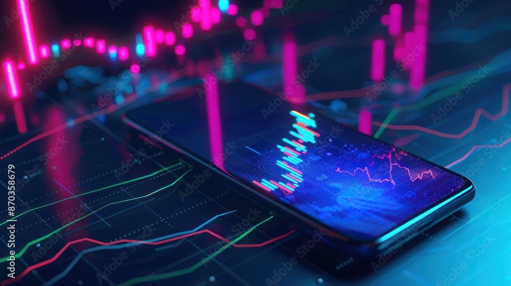 Fototapeta premium Crypto trader investor holding hands using mobile phone app executing stock trading market