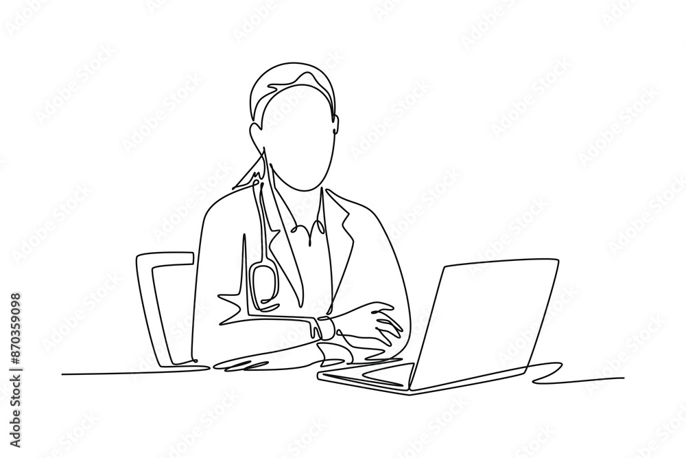Work place concept. Single line draw design vector graphic illustration. Work place concept. Single line draw design vector graphic illustration.