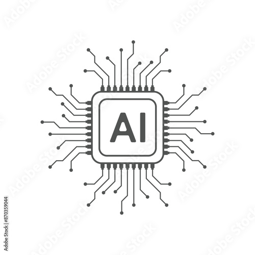 Artificial intelligence circuit line style. Machine learning design. Smart network digital technology. AI. Vector illustration