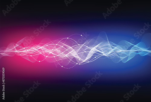 Wave lines flowing dynamic. Artificial intelligence deep learning visualization networks concept for AI, music, sound. Vector illustration