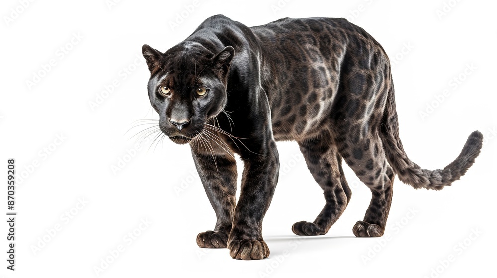 Fototapeta premium Full View of Black Panther on White Background
