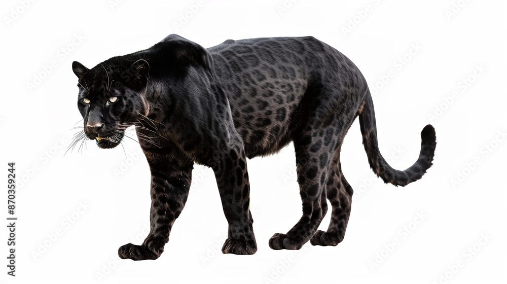 Fototapeta premium Full View of Black Panther on White Background