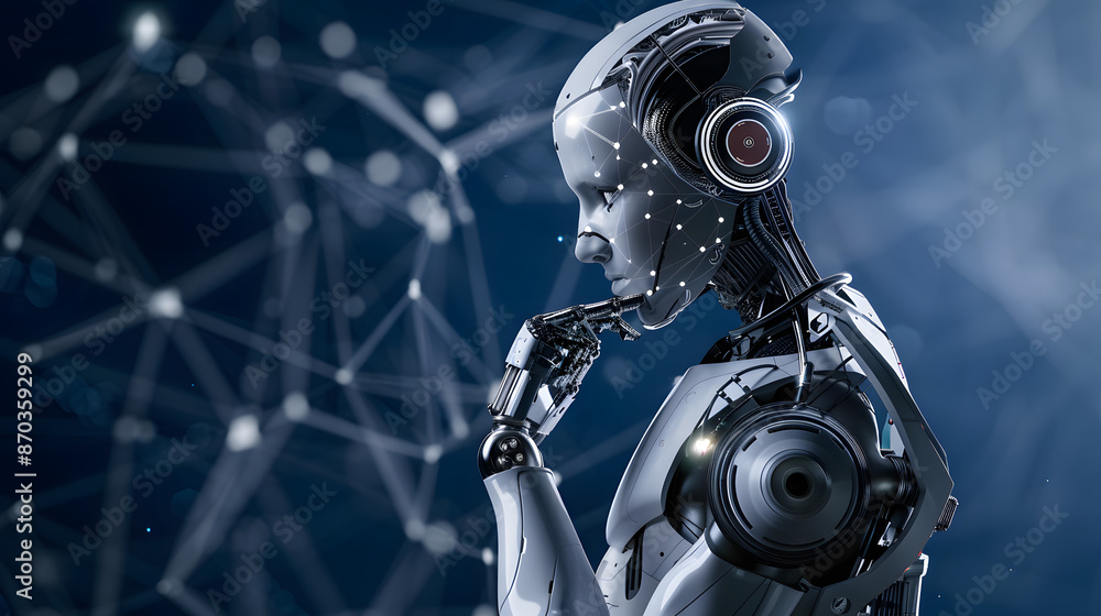 AI Robot thinking, Artificial intelligence AI Robot thinking, Artificial intelligence