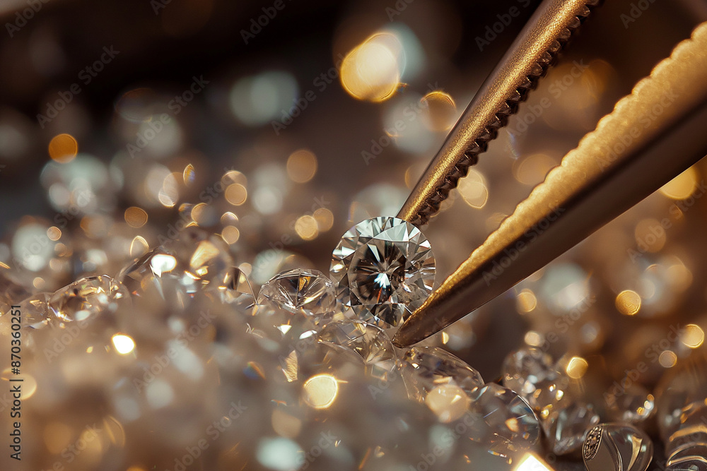 diamond in tweezers on a black background diamond in tweezers on a black background