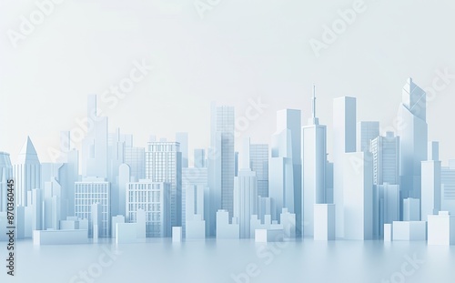 3D model of a city on a white background.