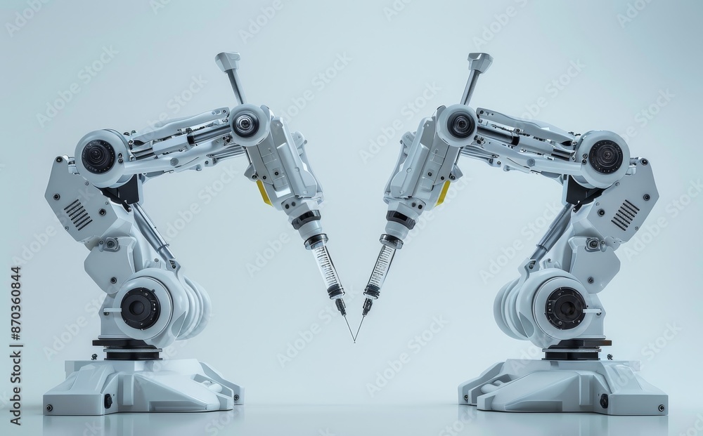 Arm in the shape of a robot with futuristic styling, rendered in 3D. Arm in the shape of a robot with futuristic styling, rendered in 3D.