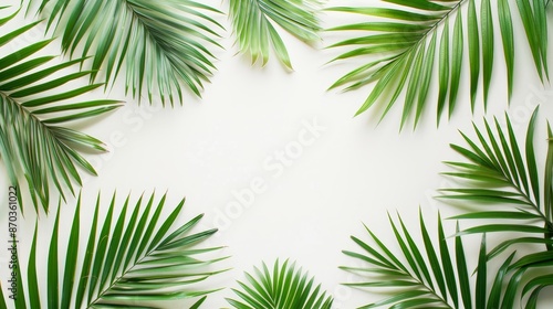 Green palm leaves isolated on a transparent background. Tropical plant branches isolated on a transparent background.