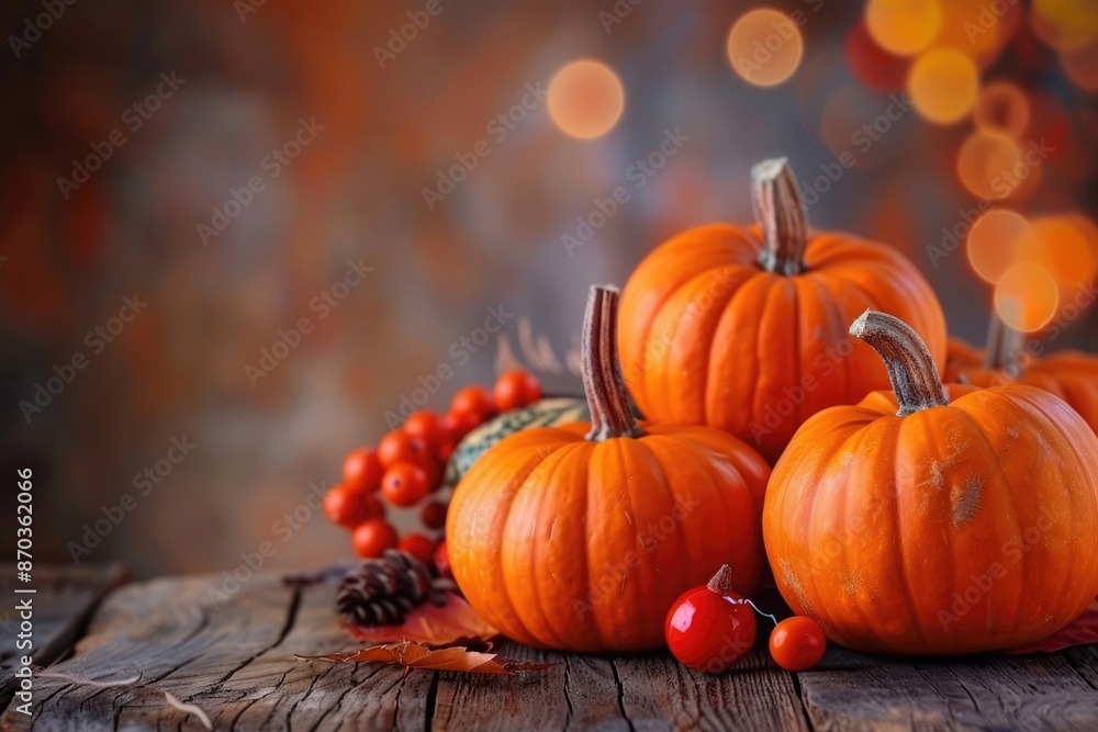 Thanksgiving Pumpkins and Squash on Wooden Background for Autumn Festival. Thanksgiving Pumpkins and Squash on Wooden Background for Autumn Festival.