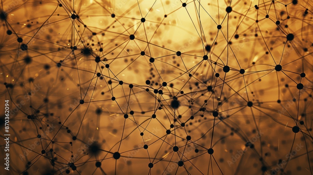 Abstract network of connected dots and lines on a warm, textured background. Abstract network of connected dots and lines on a warm, textured background.